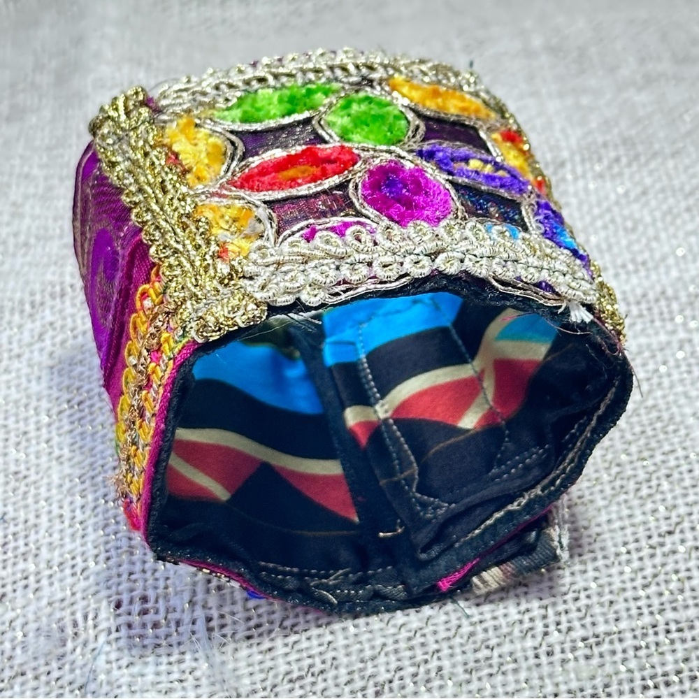 RUBYRUDI Cuff Bracelet Handcrafted OOAK Fabric Embellished Artisan Wearable Art - Picture 8 of 14